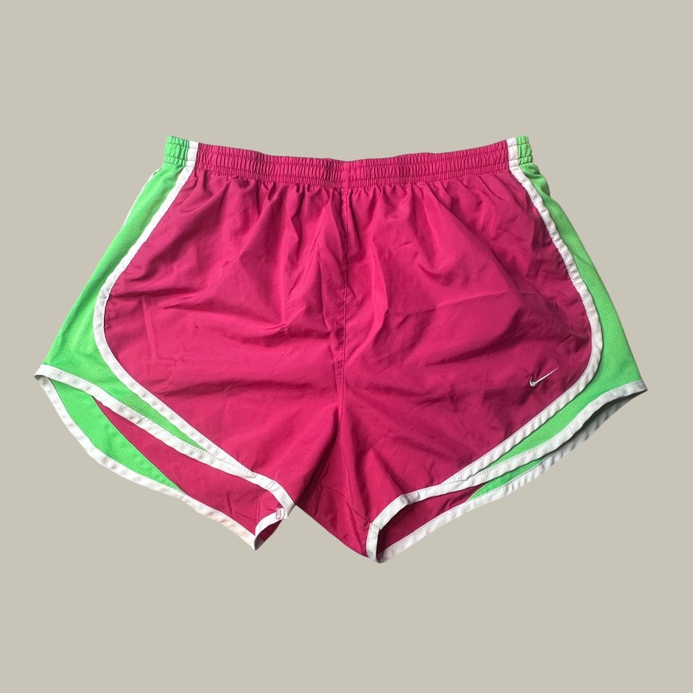 Nike Shorts Womens M Tempo Pink Green Dri-FIT Running Athletic 716453-695